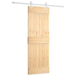 vidaXL Sliding Door Natural and White 70 x 210 cm Solid Pine Wood