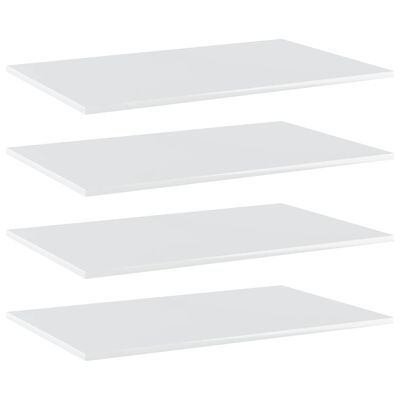 vidaXL Bookshelf Boards 4 pcs High Gloss White 80x50x1.5 cm Engineered Wood