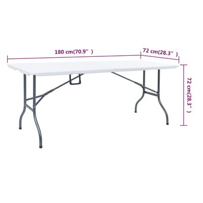 vidaXL Folding Garden Table with 2 Benches 180 cm Steel and HDPE White