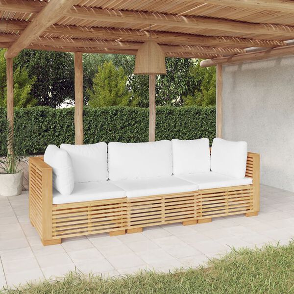 vidaXL 3 Piece Garden Lounge Set with Cushions Solid Wood Teak