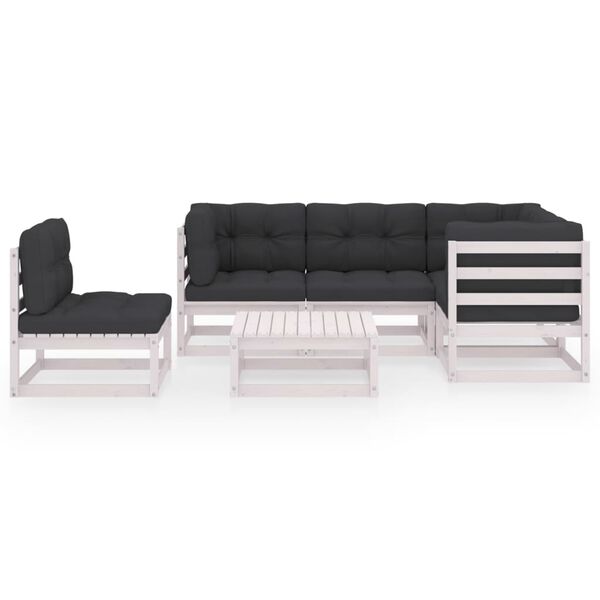 vidaXL 6 Piece Garden Lounge Set with Cushions Solid Pinewood