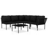 vidaXL 6 Piece Garden Lounge Set with Cushions Black PVC