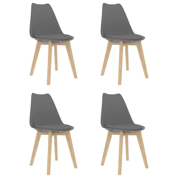 vidaXL Dining Chairs 4 pcs Grey Plastic