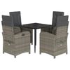 vidaXL 5 Piece Garden Dining Set with Cushions Grey Poly Rattan