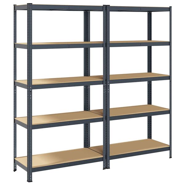 vidaXL 5-Layer Storage Shelves 2 pcs Anthracite Steel&Engineered Wood