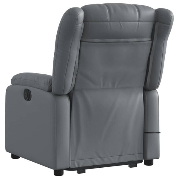vidaXL Electric Stand up Massage Recliner Chair Grey Faux Leather