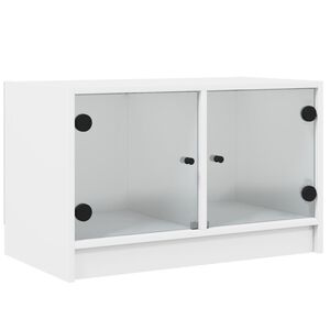 vidaXL TV Cabinet with Glass Doors White 68x37x42 cm