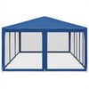 vidaXL Party Tent with 10 Mesh Sidewalls Blue 6x4 m HDPE