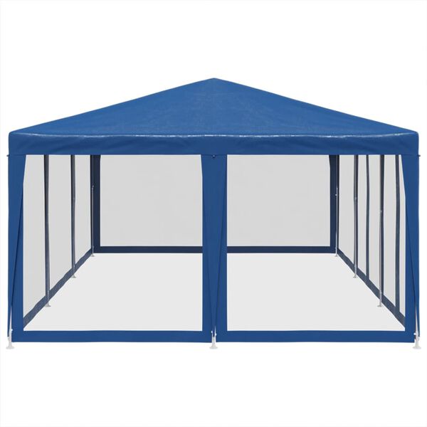 vidaXL Party Tent with 10 Mesh Sidewalls Blue 6x4 m HDPE