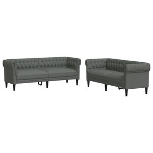 vidaXL 2 Piece Sofa Set Dark Grey Fabric