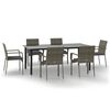 vidaXL 7 Piece Garden Dining Set with Cushions Black and Grey Poly Rattan