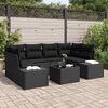 vidaXL Garden Sofa Set with Cushion 7 pcs Black Poly Rattan