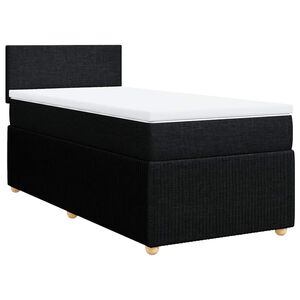 vidaXL Box Spring Bed with Mattress Black King Single Fabric