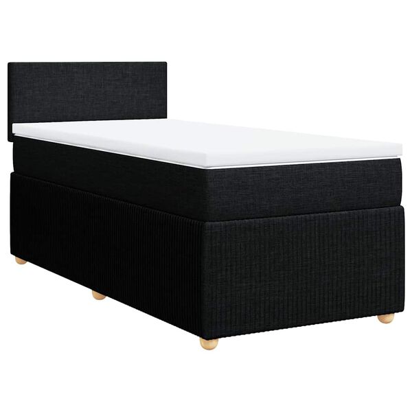 vidaXL Box Spring Bed with Mattress Black King Single Fabric