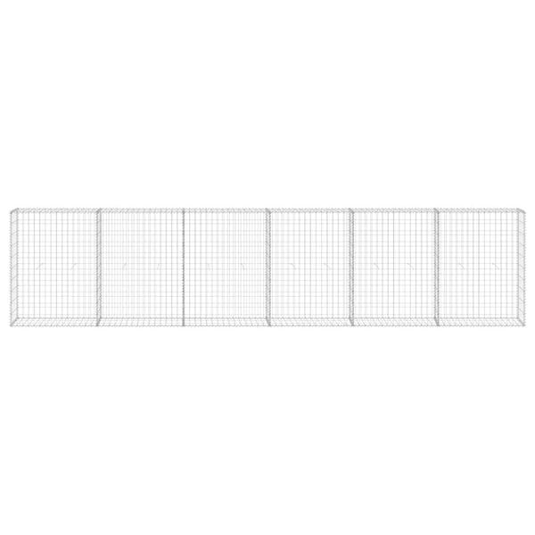 vidaXL Gabion Wall with Covers Galvanised Steel 300x30x100 cm