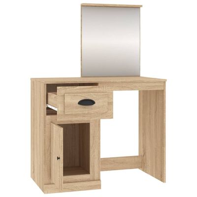 vidaXL Dressing Table with Mirror Sonoma Oak 90x50x132.5 cm Engineered Wood