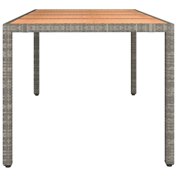 vidaXL Garden Table with Wooden Top Grey Poly Rattan&Solid Wood Acacia