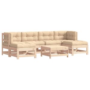 vidaXL 7 Piece Garden Lounge Set with Cushions Solid Wood