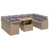 vidaXL 10 Piece Garden Sofa Set with Cushions Beige Poly Rattan