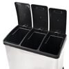 vidaXL Recycling Pedal Bin Garbage Trash Bin Stainless Steel 24 L