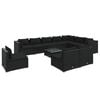 vidaXL 11 Piece Garden Lounge Set with Cushions Poly Rattan Black
