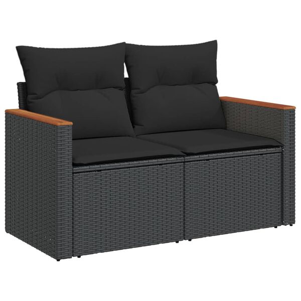vidaXL 5 Piece Garden Sofa Set with Cushions Black Poly Rattan