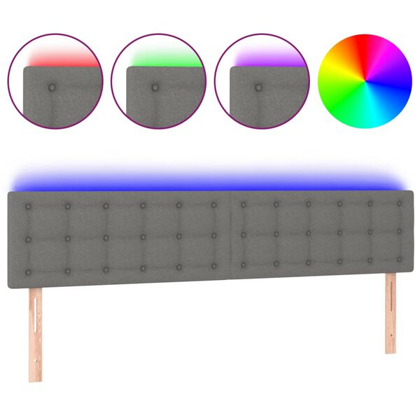 vidaXL LED Headboard Dark Grey 160 cm Fabric