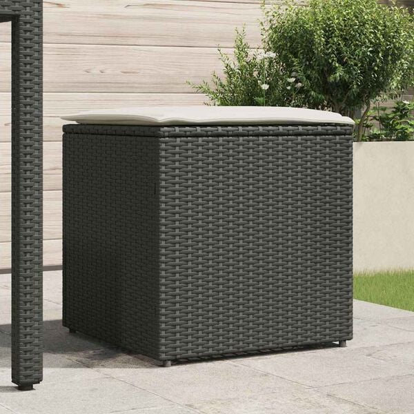 vidaXL Cushion Box with Storage Black 50 x 50 x 50 cm Poly Rattan