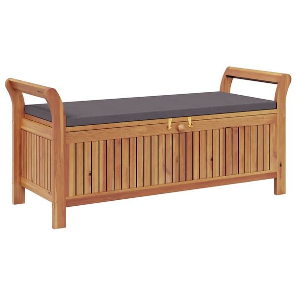 vidaXL Garden Storage Bench with Cushion 126 cm Solid Wood Acacia
