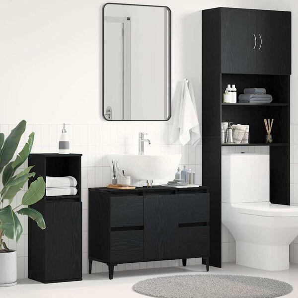 vidaXL Bathroom Sink Cabinet Black Oak 80 x 33 x 60 cm Engineered Wood