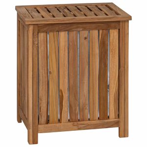vidaXL Laundry Basket Natural Solid Teak Wood