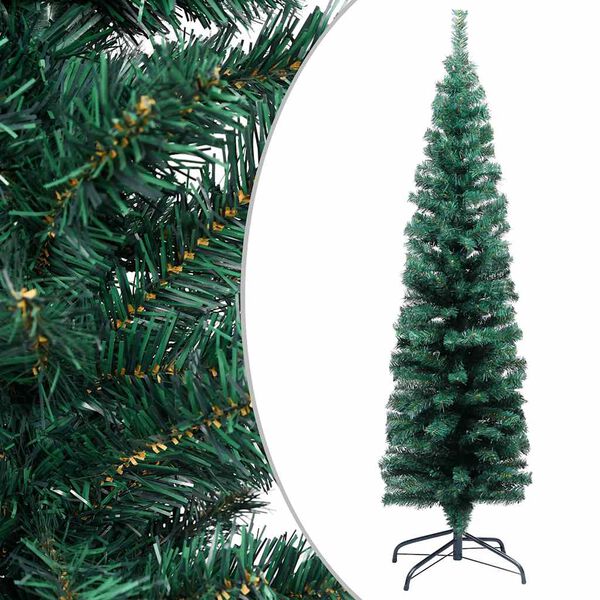 vidaXL Slim Artificial Pre-lit Christmas Tree with Ball Set Green 120cm