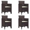 vidaXL Garden Chair 4 pcs Brown Polypropylene