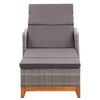 vidaXL Sun Lounger Poly Rattan and Solid Acacia Wood Grey