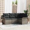 vidaXL Garden Sofa Set with Storage 4 pcs Grey Poly Rattan
