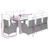 vidaXL 9 Piece Garden Dining Set with Cushions Grey Poly Rattan