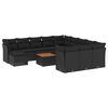 vidaXL 13 Piece Garden Sofa Set with Cushions Black Poly Rattan