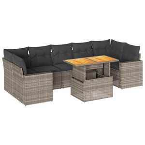 vidaXL 8 Piece Garden Sofa Set with Cushions Grey Poly Rattan
