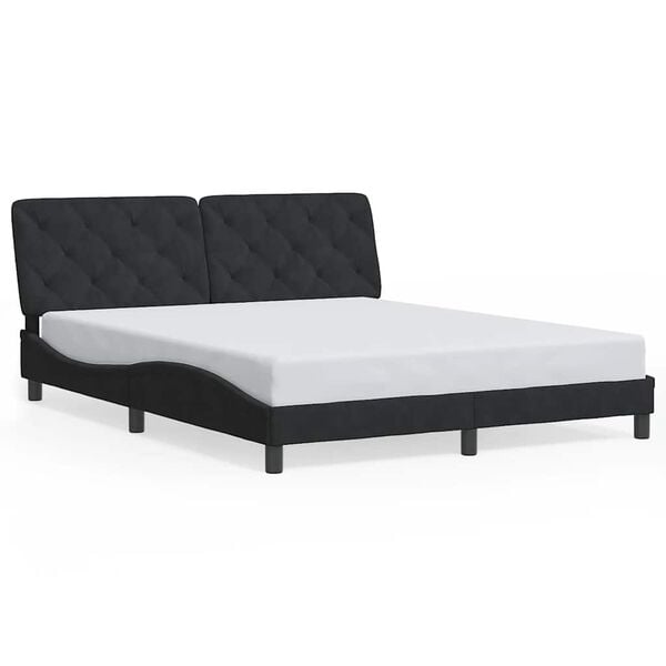 vidaXL Bed Frame without Mattress Black 152x203 cm Queen Velvet