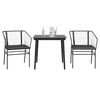 vidaXL 3 Piece Garden Dining Set with Cushions Black Poly Rattan Glass