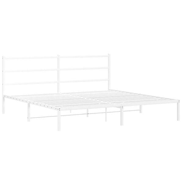 vidaXL Metal Bed Frame without Mattress with Headboard White 180x200cm