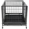 vidaXL Heavy Duty Dog Cage with Wheels Steel 98x72x77 cm