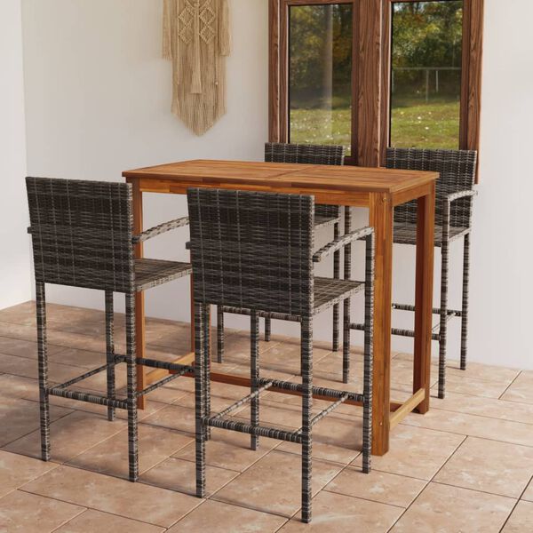 vidaXL 5 Piece Garden Bar Set Grey