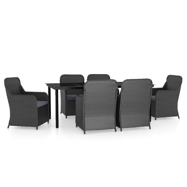 vidaXL 7 Piece Garden Dining Set with Cushions Black