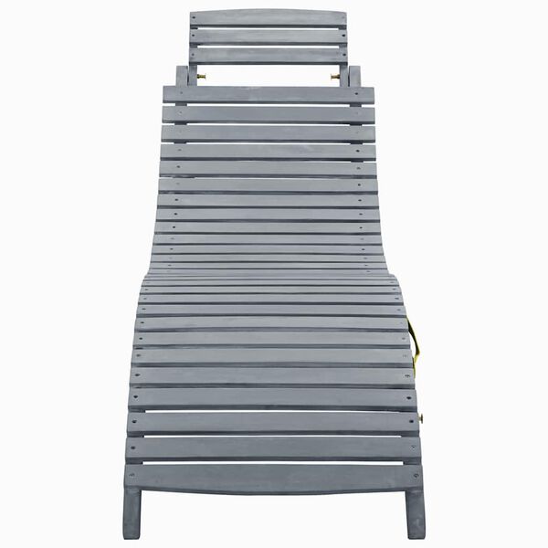 vidaXL Sun Lounger with Cushion Grey Solid Acacia Wood