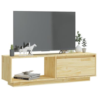 vidaXL TV Cabinet White 110x30x33.5 cm Solid Pinewood