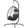 vidaXL Hanging Egg Chair with Cushion Anthracite Poly Rattan&Steel