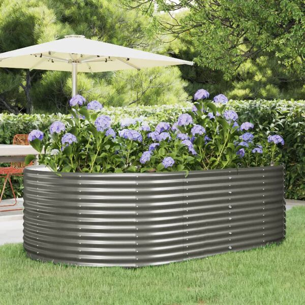 vidaXL Garden Raised Bed Grey 212x140x68 cm Galvanised Steel