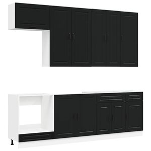 vidaXL Kitchen Unit PORTO 8 pcs Black Engineered Wood