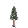 vidaXL Slim Pre-lit Christmas Tree with Ball Set Green 150 cm PVC
